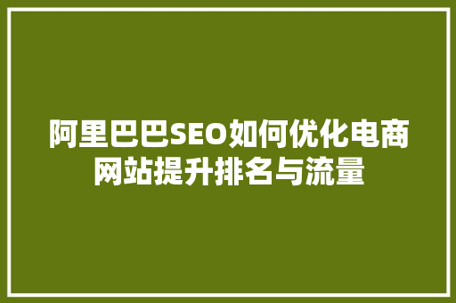 阿里巴巴SEO如何优化电商网站提升排名与流量  第1张