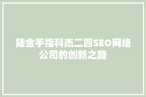 陆金手指科杰二四SEO网络公司的创新之路