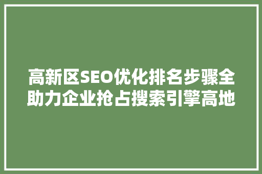 高新区SEO优化排名步骤全助力企业抢占搜索引擎高地