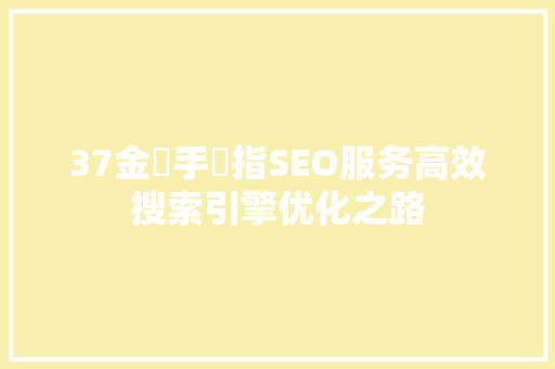 37金丷手丷指SEO服务高效搜索引擎优化之路