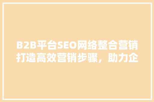 B2B平台SEO网络整合营销打造高效营销步骤，助力企业腾飞
