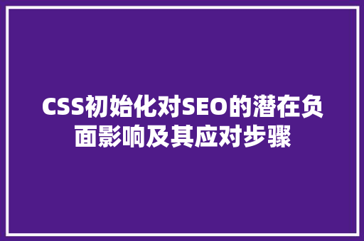 CSS初始化对SEO的潜在负面影响及其应对步骤