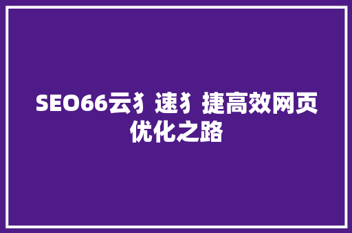 SEO66云犭速犭捷高效网页优化之路