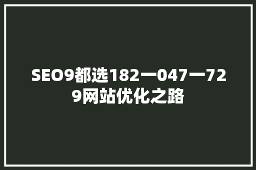 SEO9都选182一047一729网站优化之路