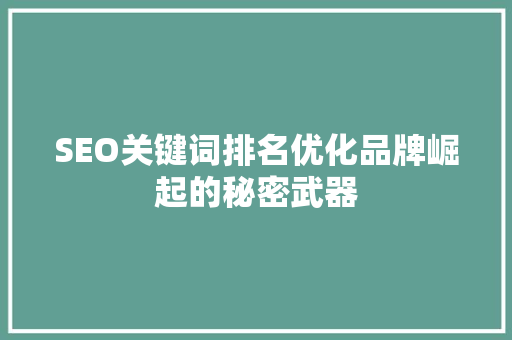 SEO关键词排名优化品牌崛起的秘密武器
