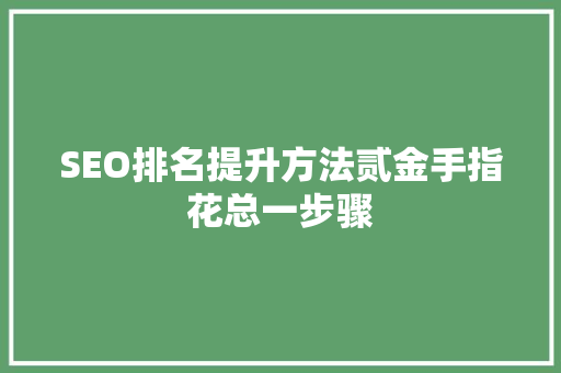 SEO排名提升方法贰金手指花总一步骤  第1张