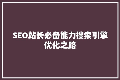 SEO站长必备能力搜索引擎优化之路