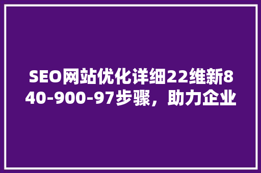 SEO网站优化详细22维新840-900-97步骤，助力企业腾飞