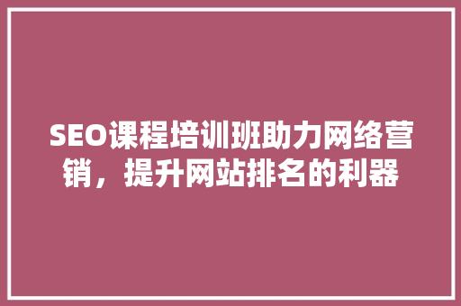 SEO课程培训班助力网络营销，提升网站排名的利器