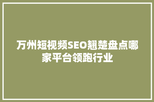 万州短视频SEO翘楚盘点哪家平台领跑行业
