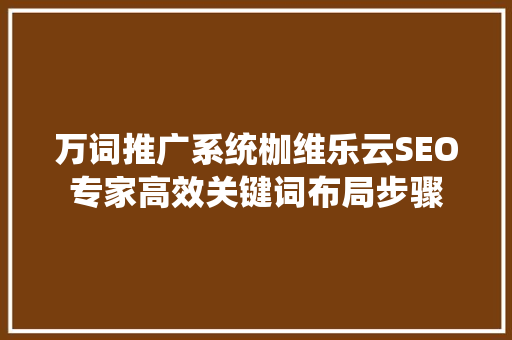 万词推广系统枷维乐云SEO专家高效关键词布局步骤