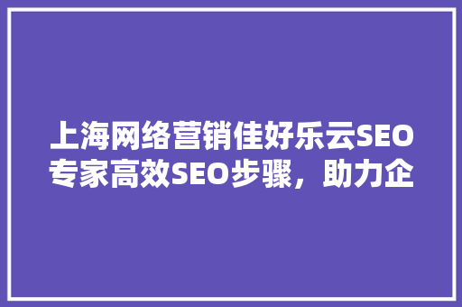 上海网络营销佳好乐云SEO专家高效SEO步骤，助力企业腾飞