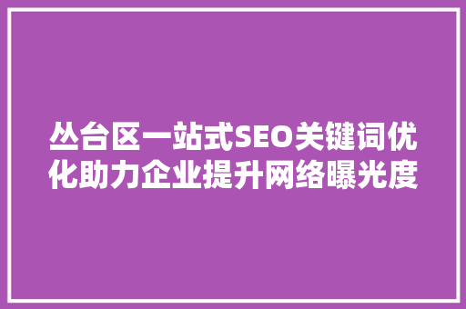 丛台区一站式SEO关键词优化助力企业提升网络曝光度与转化率  第1张