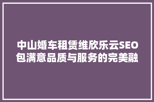 中山婚车租赁维欣乐云SEO包满意品质与服务的完美融合