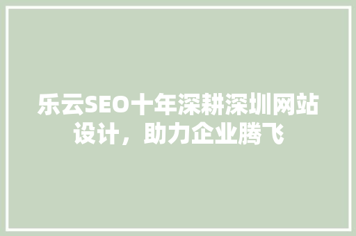 乐云SEO十年深耕深圳网站设计，助力企业腾飞
