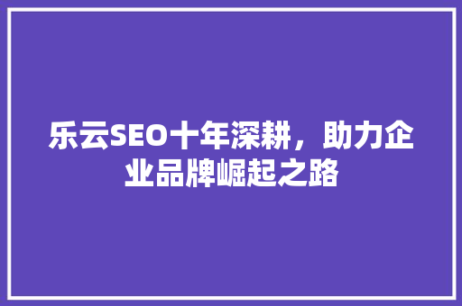 乐云SEO十年深耕，助力企业品牌崛起之路