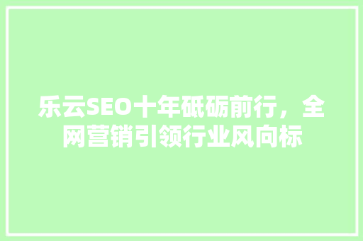 乐云SEO十年砥砺前行，全网营销引领行业风向标  第1张