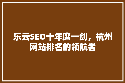 乐云SEO十年磨一剑，杭州网站排名的领航者