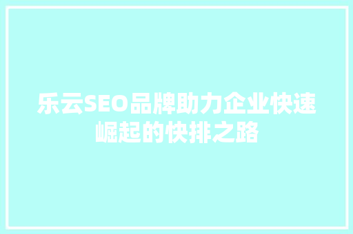 乐云SEO品牌助力企业快速崛起的快排之路