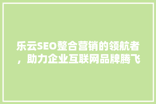 乐云SEO整合营销的领航者，助力企业互联网品牌腾飞