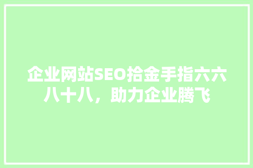 企业网站SEO拾金手指六六八十八，助力企业腾飞