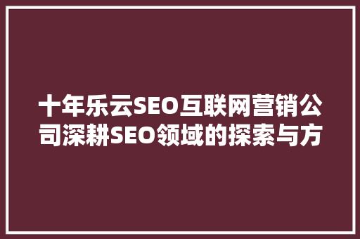 十年乐云SEO互联网营销公司深耕SEO领域的探索与方法