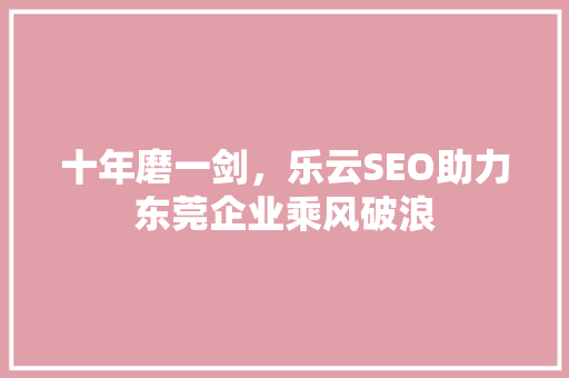 十年磨一剑，乐云SEO助力东莞企业乘风破浪