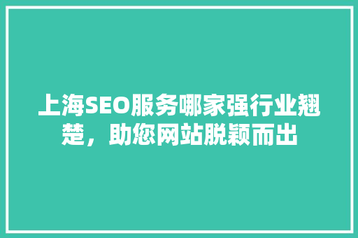上海SEO服务哪家强行业翘楚，助您网站脱颖而出