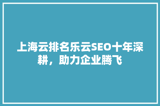 上海云排名乐云SEO十年深耕，助力企业腾飞