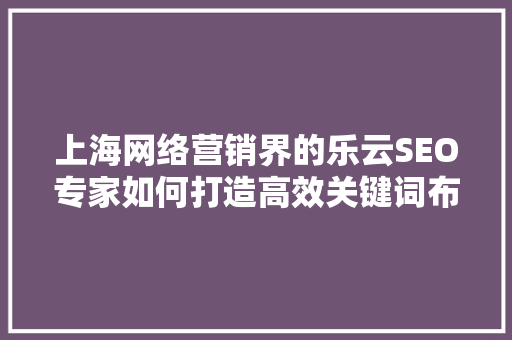 上海网络营销界的乐云SEO专家如何打造高效关键词布局步骤