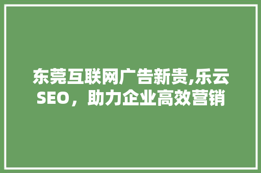 东莞互联网广告新贵,乐云SEO，助力企业高效营销