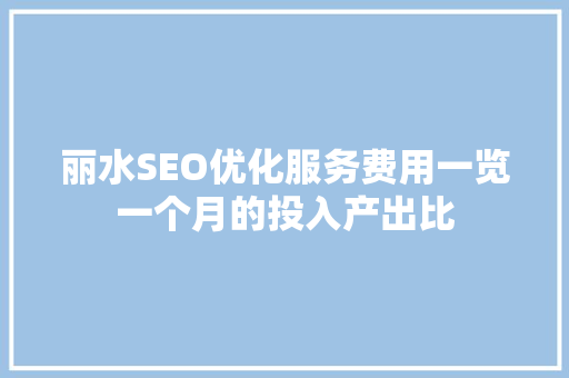 丽水SEO优化服务费用一览一个月的投入产出比