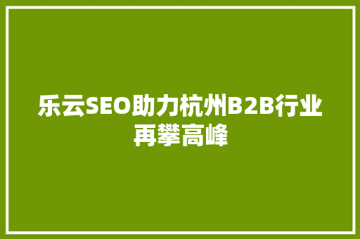 乐云SEO助力杭州B2B行业再攀高峰