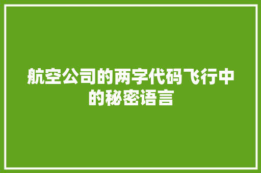 航空公司的两字代码飞行中的秘密语言