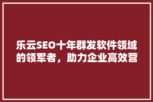 乐云SEO十年群发软件领域的领军者，助力企业高效营销