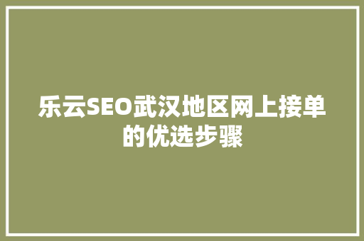 乐云SEO武汉地区网上接单的优选步骤