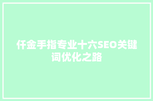 仟金手指专业十六SEO关键词优化之路