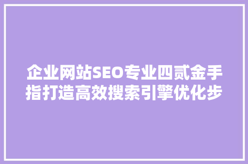 企业网站SEO专业四贰金手指打造高效搜索引擎优化步骤