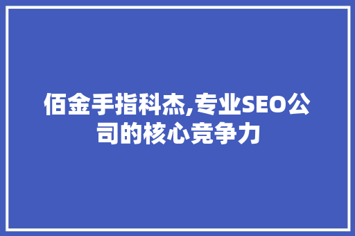 佰金手指科杰,专业SEO公司的核心竞争力