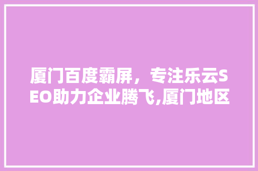 厦门百度霸屏，专注乐云SEO助力企业腾飞,厦门地区SEO优化之路