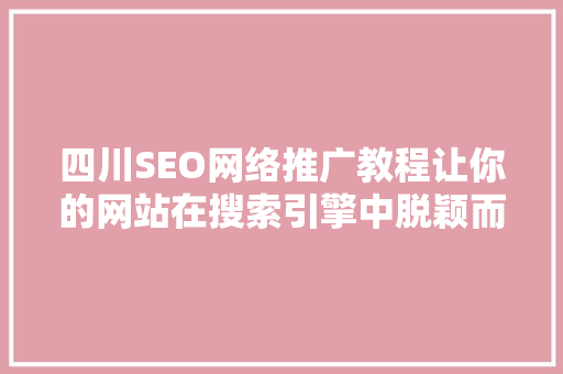 四川SEO网络推广教程让你的网站在搜索引擎中脱颖而出