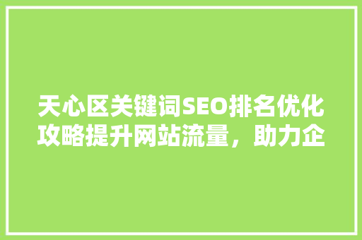 天心区关键词SEO排名优化攻略提升网站流量，助力企业腾飞