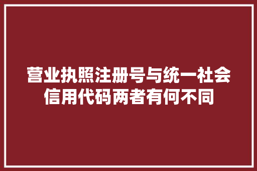 营业执照注册号与统一社会信用代码两者有何不同