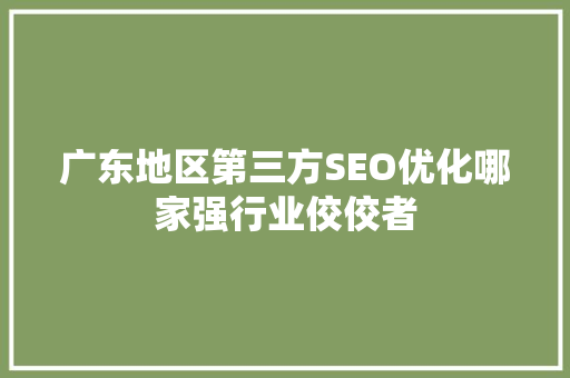 广东地区第三方SEO优化哪家强行业佼佼者