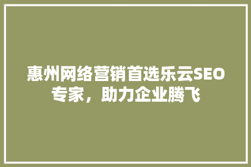 惠州网络营销首选乐云SEO专家，助力企业腾飞