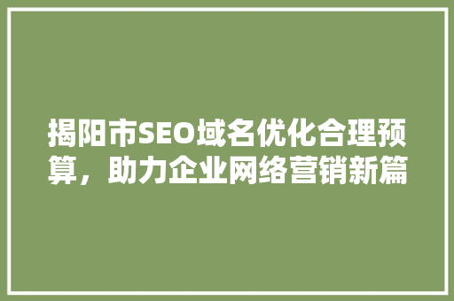 揭阳市SEO域名优化合理预算，助力企业网络营销新篇章