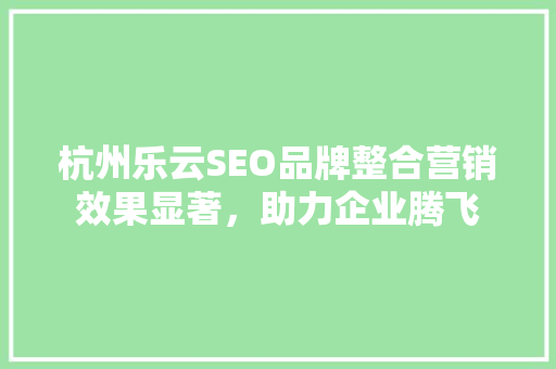 杭州乐云SEO品牌整合营销效果显著，助力企业腾飞