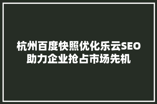 杭州百度快照优化乐云SEO助力企业抢占市场先机