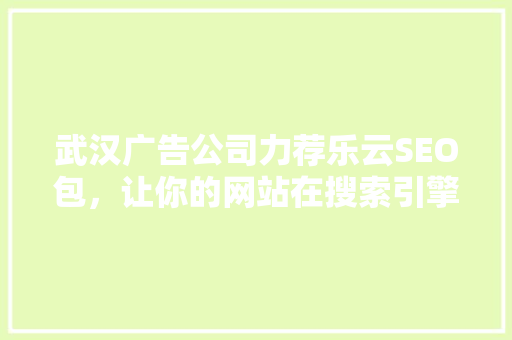 武汉广告公司力荐乐云SEO包，让你的网站在搜索引擎中脱颖而出