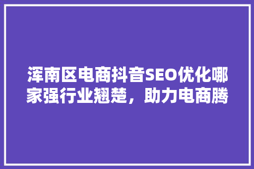 浑南区电商抖音SEO优化哪家强行业翘楚，助力电商腾飞